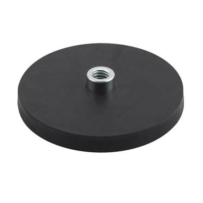 China Industrial Pot Magnet D88mm Strong Magnet Round Rubber Coated Pot Magnet N52 Rubber Magnet With Rubber Coating for sale