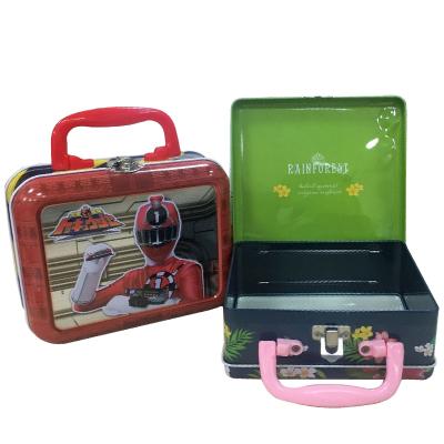 China Material Packaging Pop Design Kids Use Metal Lunch Tin Box With Lock And Handle for sale