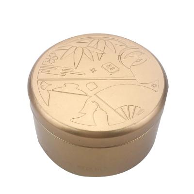 China Liquid Proof Metal Gold Color Tea Tin / Logo Tea Box Customized With Emboss Lid for sale