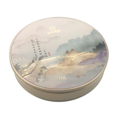 China Packaging Material Decorative Round Tin Can Large With Stick Paper Lids for sale