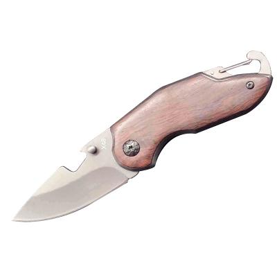 China Manufacturers Non-variable High Quality Titanium Plated High Carbon Steel Wooden Handle Folding Multitool Knife for sale