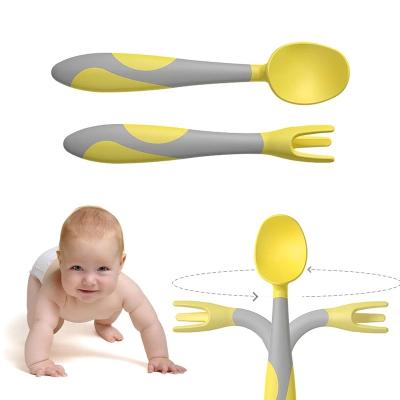 China BPA Free Wholesale Food Grade Utensils Silicone Baby Bendable Spoon And Fork for sale