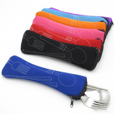 China Designs Portable Disposable Soft Flatware Cotton Cloth Flatware Travel Cutlery Case Bag Travel Cutlery Carry Bag for sale