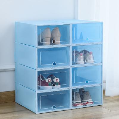 China Viable transparent shoe box storage box plastic shoe display cabinet shoe artefact for sale