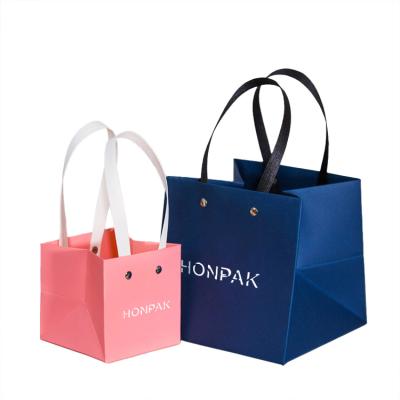 China Supermarket Recyclable Custom Flower Shopper Tote Handbag Tote Carrier Bag For Flowers Packaging With Handles for sale