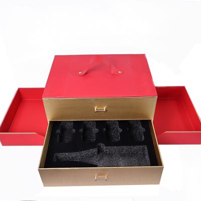 China Recyclable Luxury Custom Wine Bottle Boxes Set Both Sides Open Paper Packaging Box for sale