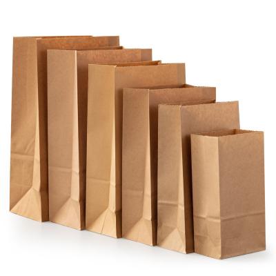 China Wholesale Recycled Materials Factory Food Packaging Bag Toast Oil-proof Bread Outside Seller Kraft Paper Bottom Bag for sale