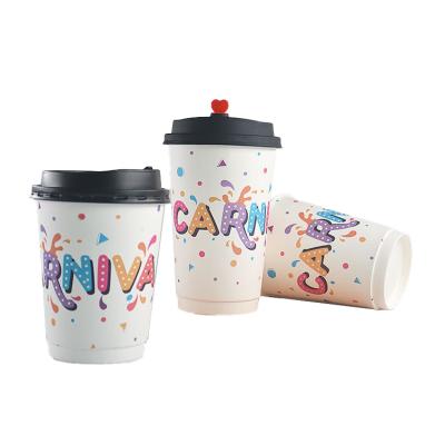 China Recyclable Paper Cups Double Wall Hot Pe Coated Take Away Disposable Paper Coffee Cup for sale