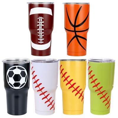 China PORTABLE Creative Car Cup Baseball Stainless Steel Heat Insulation Soccer Basketball Double Ice Queen Mug for sale