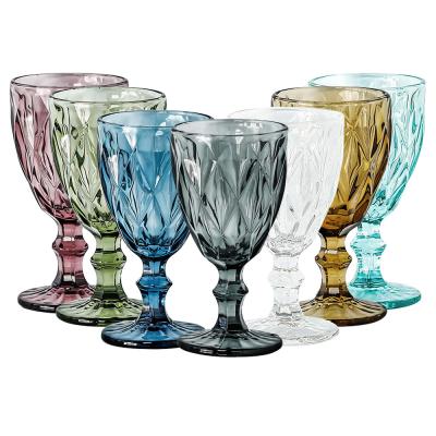 China Viable Hot Selling Blue Glass Beaker Boho Champagne Wine Goblets Cups Vintage Goblets for sale