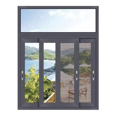 China Screen Foshan Aluminum Window Magnetic Sliding Window 182-76 Three Way Screen Window for sale