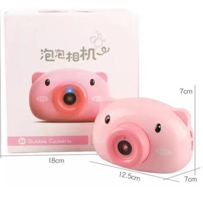 China Plastic Bubble Blowing Machine Toy Outdoor Camera Bubble Toy Pink Pig Bubble With Light And Music Cartoon Toy for sale