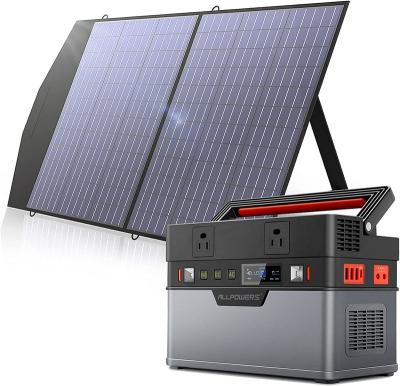 China Type C Mini Portable Power Station 500W, 606Wh/110V/164000mAh Battery Backup Power Supply with 100W Portable Solar Panel for sale