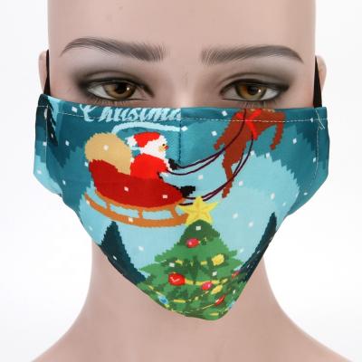 China Christmas styles new fashion 3 layers cotton men women christmas print adult facemask washable facemasks for sale