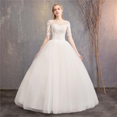 China 2019 Luxury Wedding Dress Ladies Wedding Dress Breathable Wholesale Medium Sleeve Wedding Dress for sale