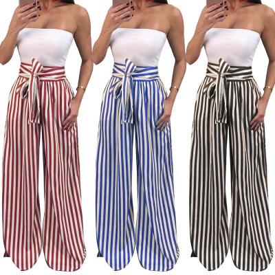 China High Waist Vertical Stripe Wide Leg Pants Women QUICK DRY Long Pants Fashion Casual Panties for sale