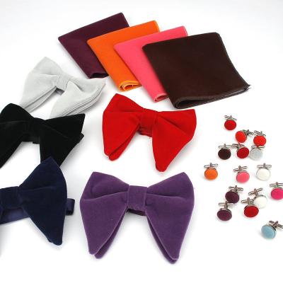 China Latest fashion horn styles men's square cufflinks suits bow tie high quality wholesale plain fluffy bow tie for sale