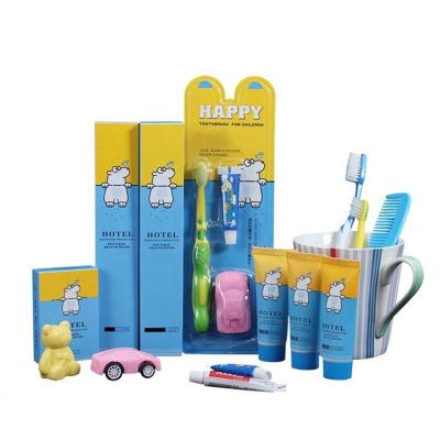 China Wholesale Luxury Mini Hotel Soaps And Toiletries Toothbrush Set Kit Child Bathroom Family Amenities Cartoon Kids Amenities for sale