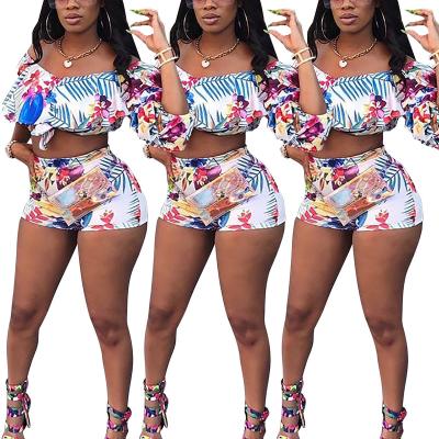 China A146 breathable new 2022 summer one shoulder halter suit sexy fashion printed to suit women's clothing for sale