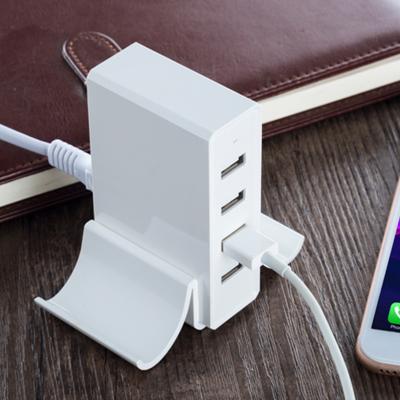 China Mobile Phone US EU UK 5V 3.1A USB Multi Flat Left Desk Home Charger With Cable for sale