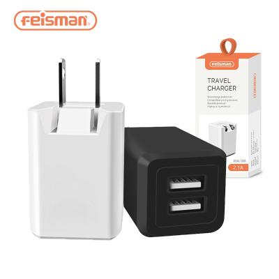 China Feisman Mobile Phone 20W Dual USB Home Wall Charger, 2.1A SmartID Mini Fast USB Travel Charger with Foldable Plug for iPhone Android Samsung for sale