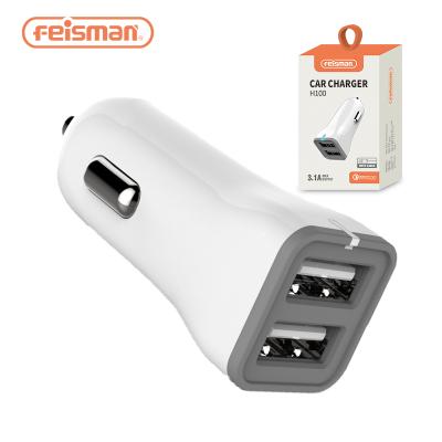 China Cell Phone Feisman Car Charger Adapter, 3.4A Dual Left Mobile Smart 2 Cell Phone USB Car Charger For Xiaomi iPhone X 8 7 6s Samsung S7 S6 for sale