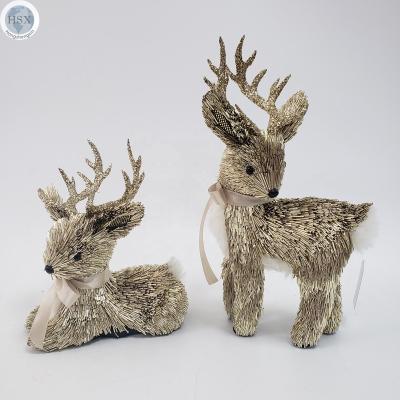 China Christmas Stage Decoration Craft Indoor Natural Handmade SM Foam Sparkling Reindeer 2Asst for sale