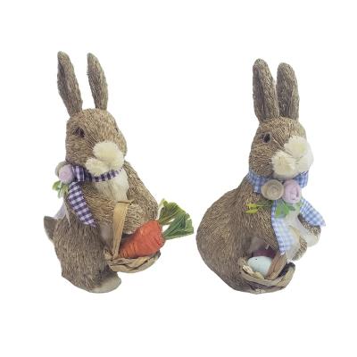 China Home& Gingham Easter Bunny Decoration 2 Asst Holiday Decoration Lander Sisal for sale