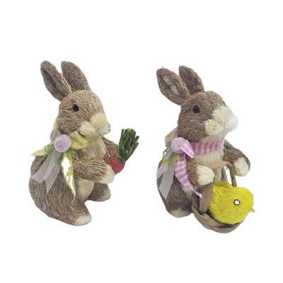 China Med Sisal Gingham Easter Bunny Easter Holiday Decoration 2 Asst Bunny Decoration for sale