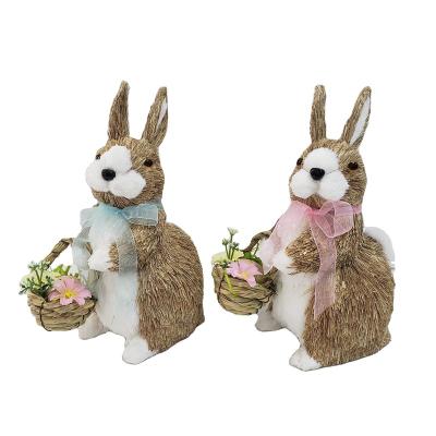 China Europe& Sisal Gray Bow Easter Bunny Decoration 2 Asst from America for sale