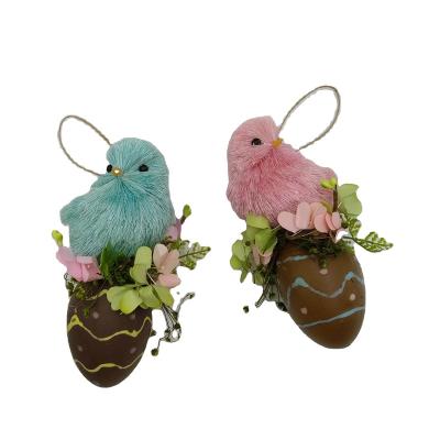 China Artificial Easter Decoration Bird on Egg Orn. with the asst of flowers 2 for sale