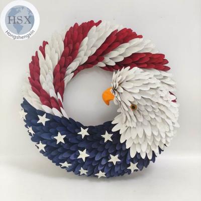 China Americana's Artificial 4th of July Garland Woodcurl Eagle Wall Decoration for sale