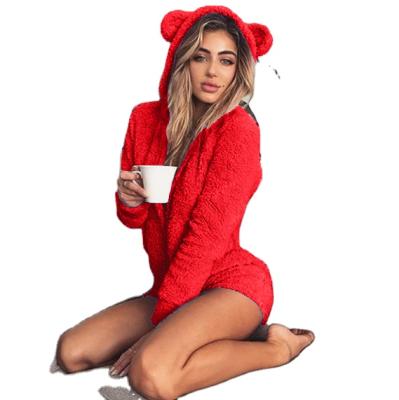 China Foma 02525669 Plus Size Hot Selling Cute Cute Fur Soft Sleepwear With Rabbit Ear Pajamas Plus Size Sleepwear for sale