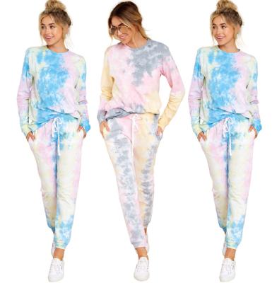 China FM-Y357 Anti-Static Women's Winter New Tie Dye Set Thickened Cloth Women's 2-Piece Equipment Two-Piece Sets for sale