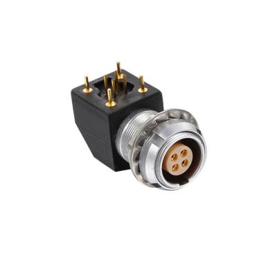 China Grado rápido 4 Pin Circular Connector IP50 del conector 90 de la cerradura de EXG.1B.304 M12 en venta