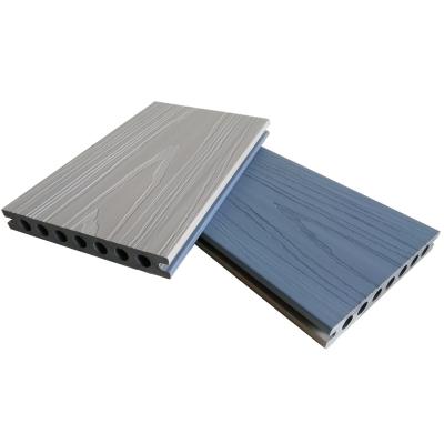 China Solid WPC Outdoor 16 Ft Decking Boards Coextrusion Woodgrain Hollow Flooring for sale