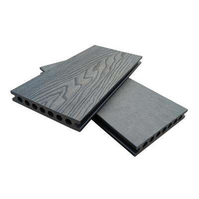 China WPC Teakholz schwarze Komposit-Decking-Boards mit Kappe 3D geprägt 2 Zoll dick zu verkaufen