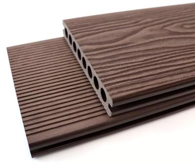 China Customized Plastic Timber Cedar Composite Decking Planks 3D Embossed WPC Tiles for sale