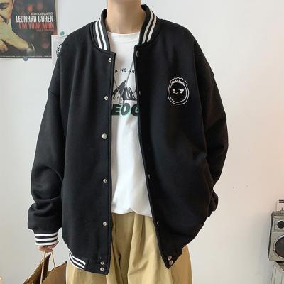 China Custom Breathable Low Moq Winter Jacket Men Button Down Oversized Baseball Bomber Jacket for sale