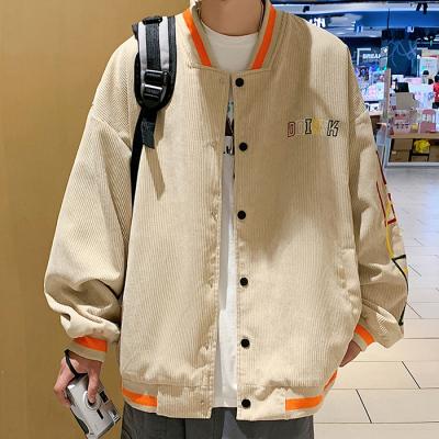 China Breathable clothing manufacturers cutsom anorak jacket eombroidered corduroy men vintage style oversized bomber jacket for sale