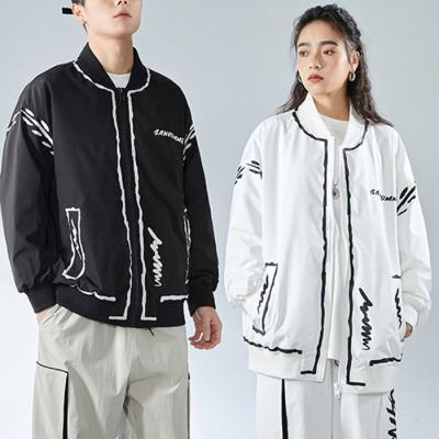 China New Trend Breathable Custom Spring Jacket Factory Apparel Zipper Tie Unisex Printed Bomber Jacket for sale