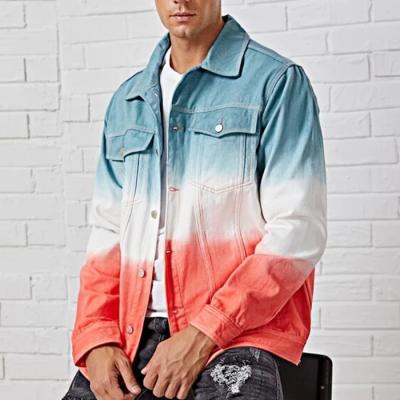 China New Spring Fashion Men's Jackets Breathable Color Block Button Up 100% Cotton Men's Lattice Denim Jacket for sale