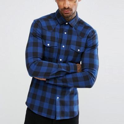 China Anti-pilling 2020 High Quality Custom Design Mens Shirts Long Sleeve Plaid Cotton Shirts for sale