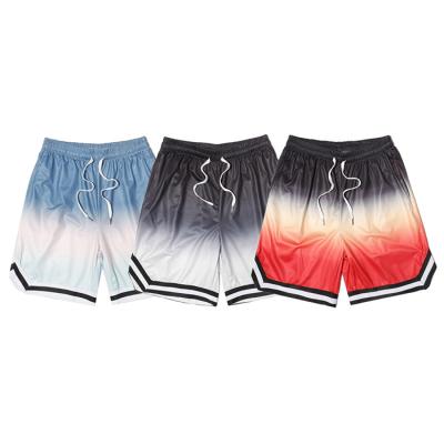 China Anti-wrinkle low moq custom mens gym shorts drawstring waist relaxed fit men shade printed sports basketball shorts for sale