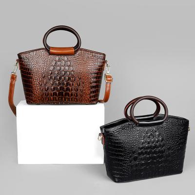 China High quality new PU fashion 2022 crocodile pattern women handbag custom made vegan handbags manufacturers for sale