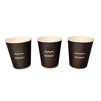 Cina 12 oz Coppe calde compostabili a prova di perdite Coppe di carta isolanti a tripla parete in vendita