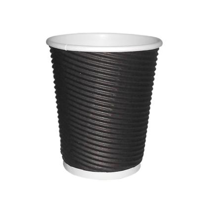 China 8 Oz Black Triple Wall Insulated Disposable Coffee Cups With PE Coating for sale