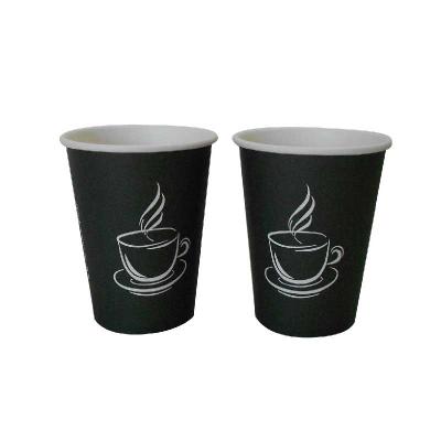 China Aqueous Coating Single Wall Coffee Cups Flexo Printing Black 8 Oz Hot Cups for sale