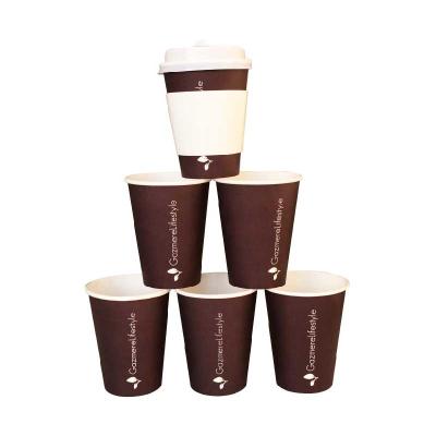 China 16 Oz Insulated Printed Paper Coffee Cups Customizable With PE Lined for sale