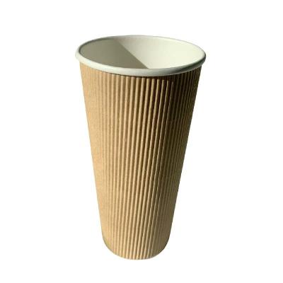 China Disposable PE Coating Printed Paper Coffee Cups 20 Oz Triple Wall For Coffee Beverage for sale